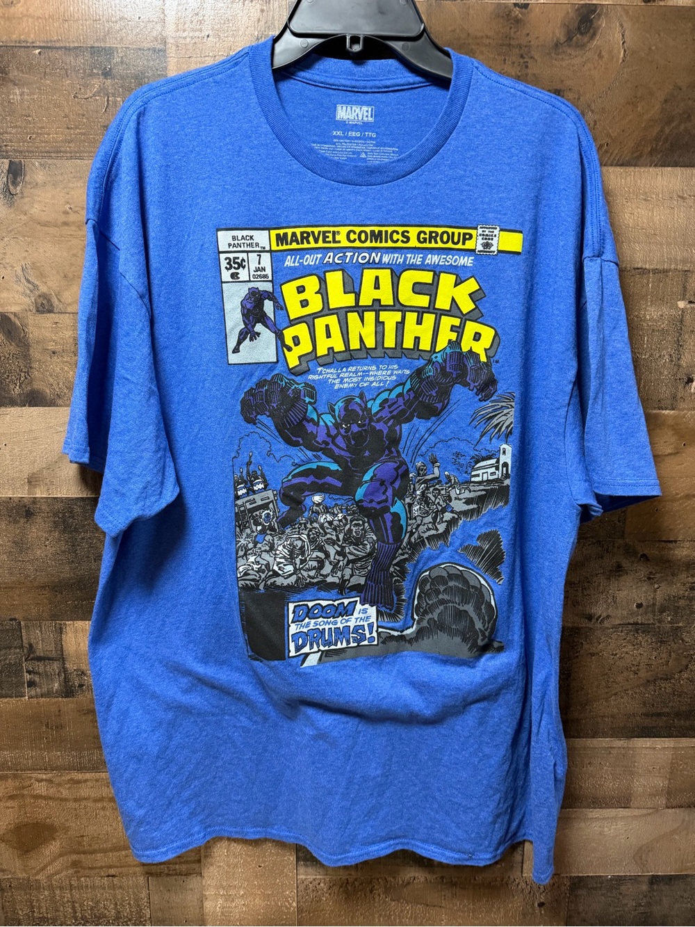 Marvel Black Panther T Shirt Mens XXL Blue Comic Book Cover Graphic Tee